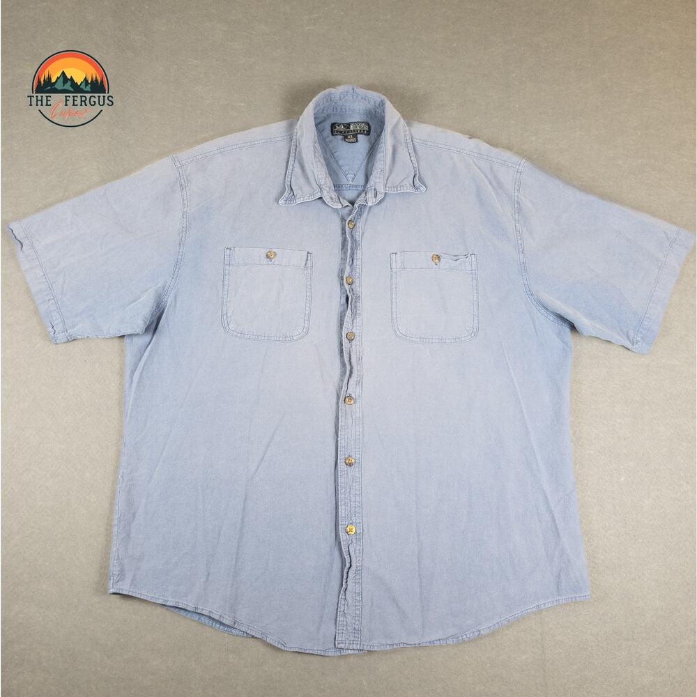 Canyon Guide Outfitters Gray/Blue Button Down Short Sleeve Shirt Mens Size XL